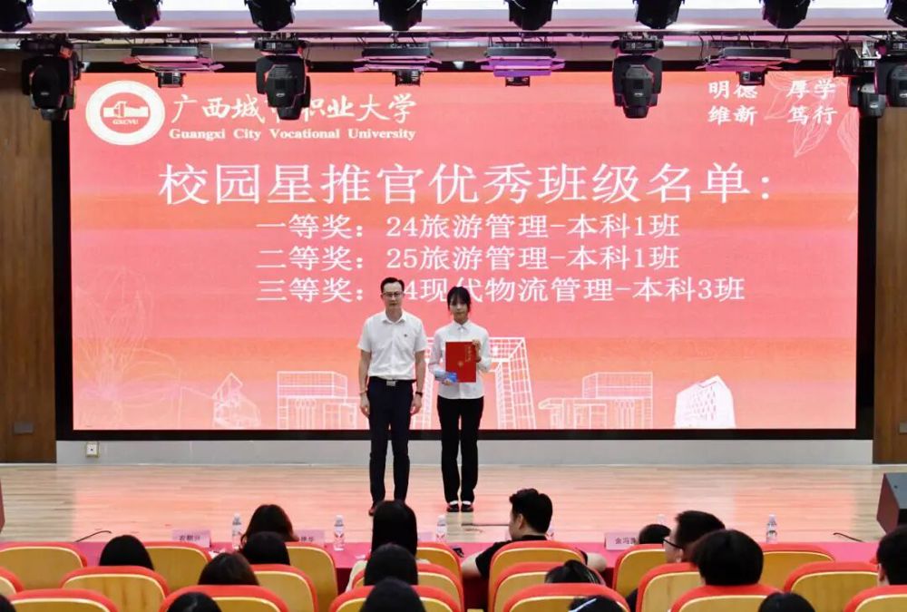 颁发荣获“校园星推官优秀班级一等奖”
