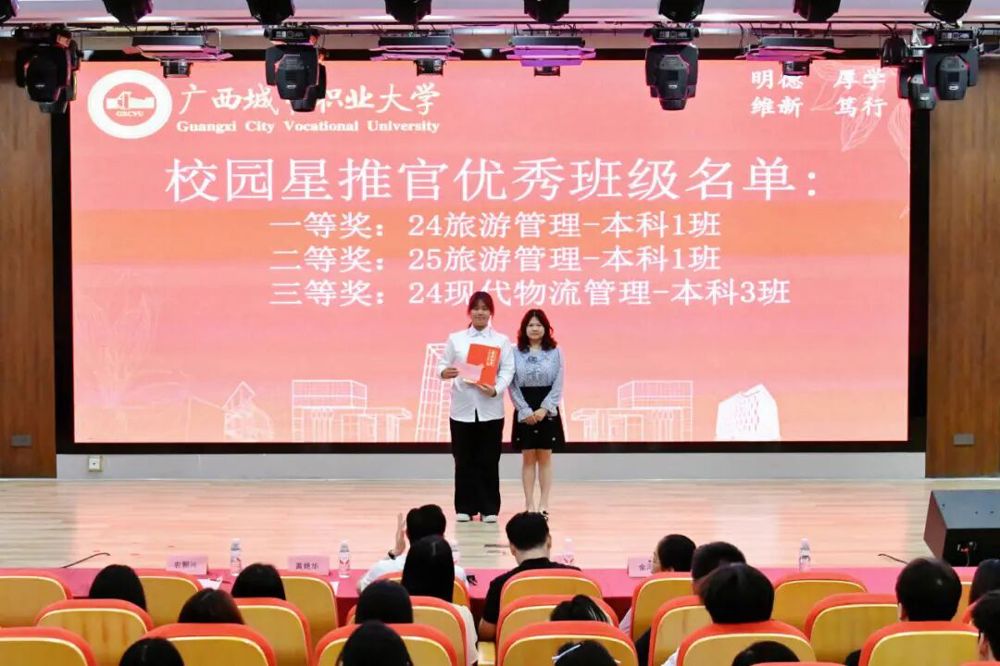 颁发荣获“校园星推官优秀班级二等奖”